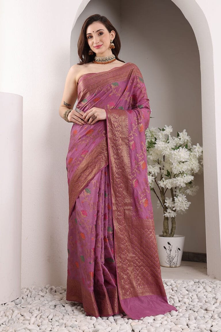 Magenta-Red Banarasi Silk Saree