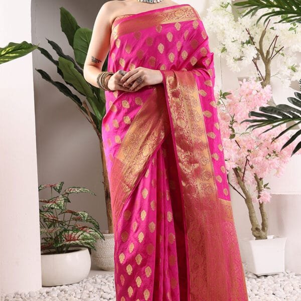 Pink Banarasi Silk Saree