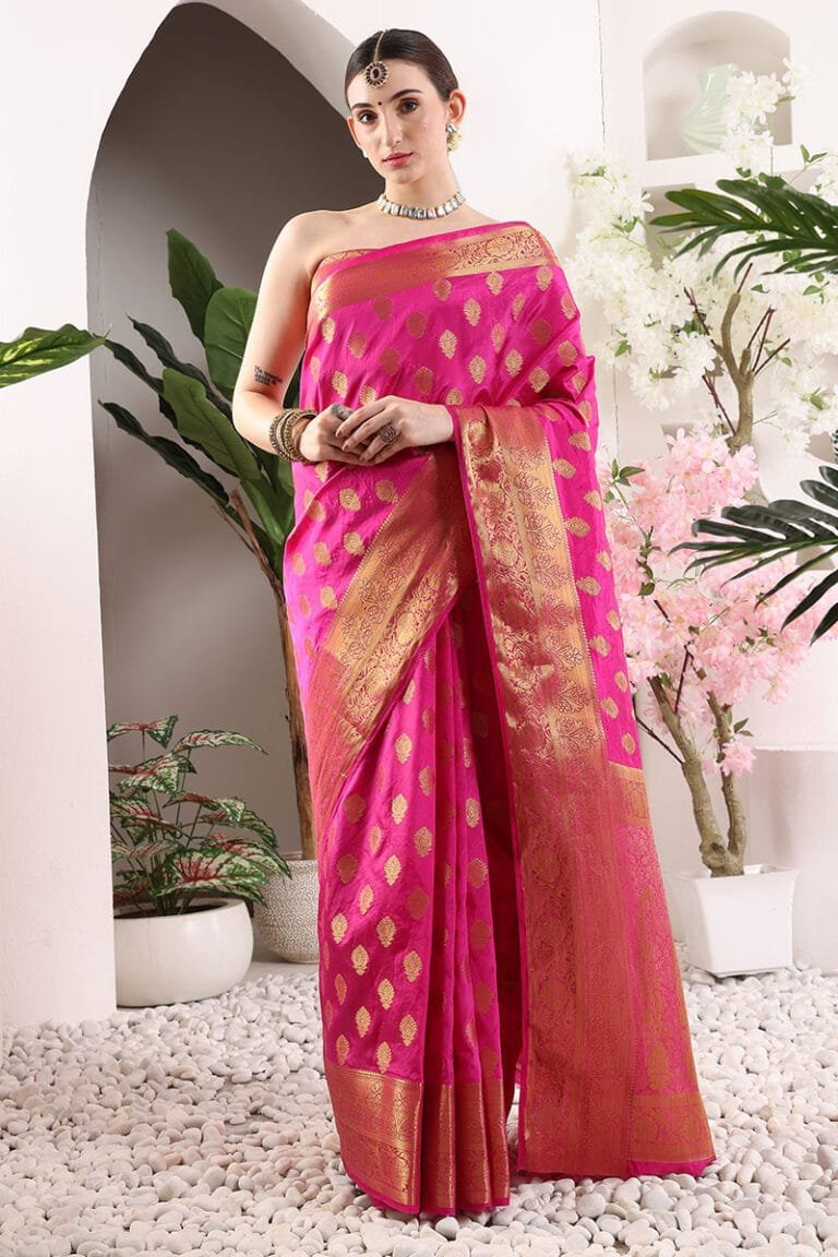 Pink Banarasi Silk Saree