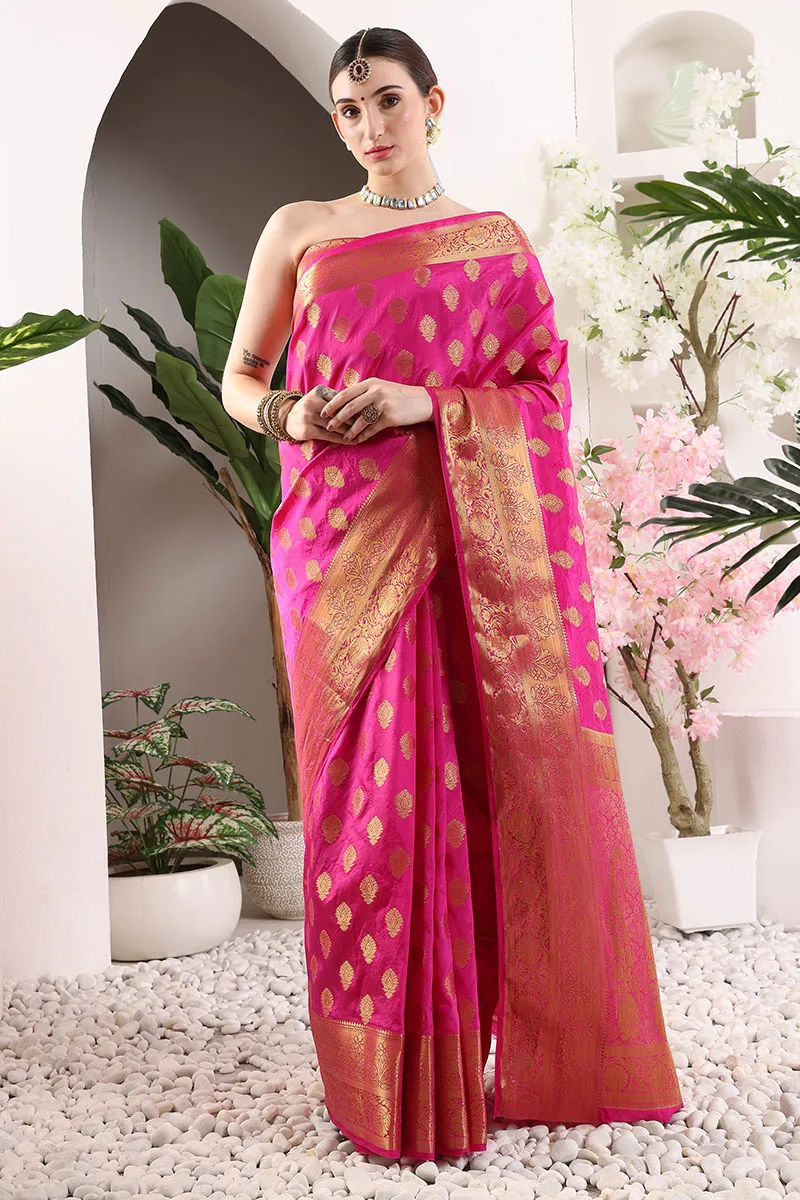 Pink Banarasi Silk Saree