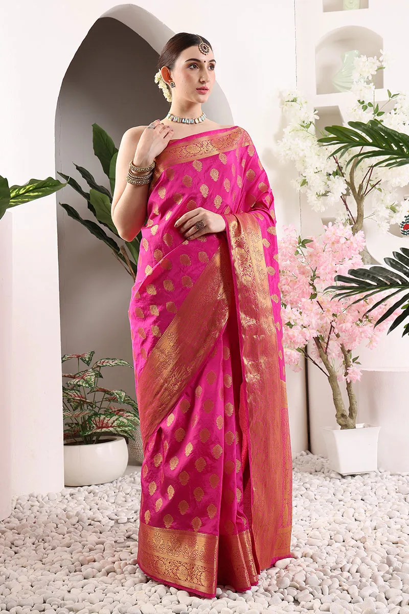 Pink Banarasi Silk Saree