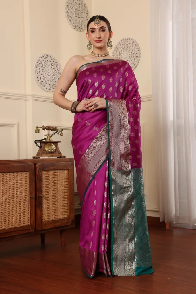 Boysenberry Banarasi Silk Saree