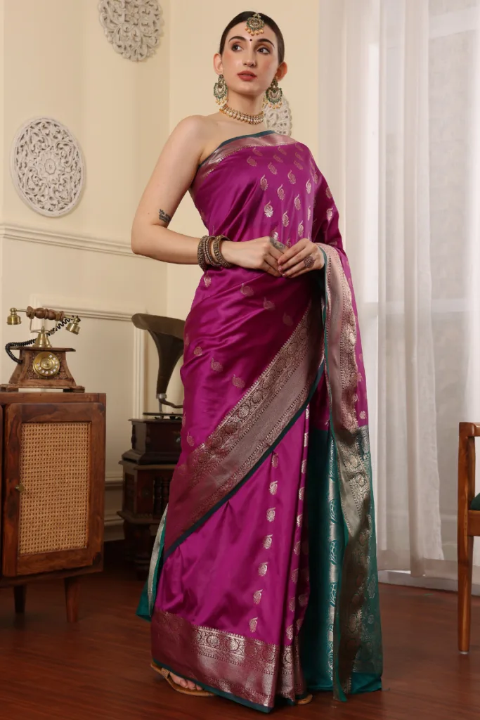 Boysenberry Banarasi Silk Saree