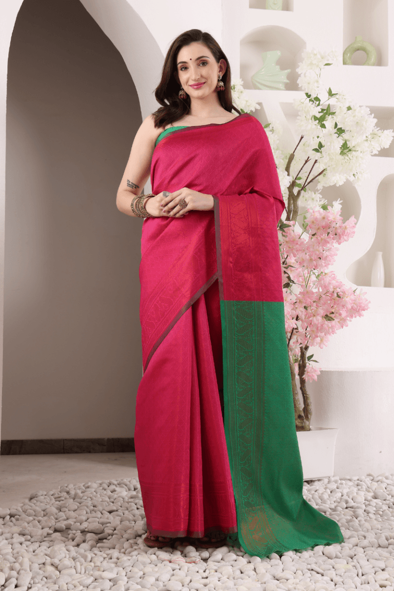 Pink Banarasi Silk Saree
