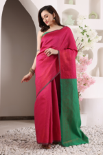 Pink Banarasi Silk Saree - Luxurious Katan Silk Saree with Golden Zari Work and Matching Blouse Piece - Image 4