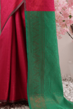 Pink Banarasi Silk Saree - Luxurious Katan Silk Saree with Golden Zari Work and Matching Blouse Piece - Image 6