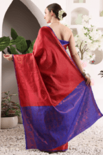 Red Banarasi Silk Saree - Luxurious Katan Silk Saree with Golden Zari Work and Matching Blouse Piece - Image 8