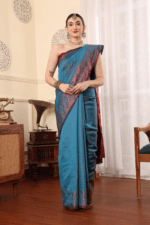 Steel Blue Banarasi Silk Saree