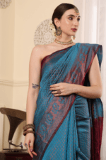 Steel Blue Banarasi Silk Saree