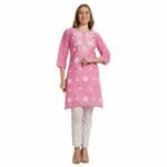 Mastanni Chikankari Pink Khadi Kurta