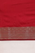 Reddish Orange Banarasi Silk Saree - Luxurious Katan Silk Saree with Golden Zari Work and Matching Blouse Piece - Image 10