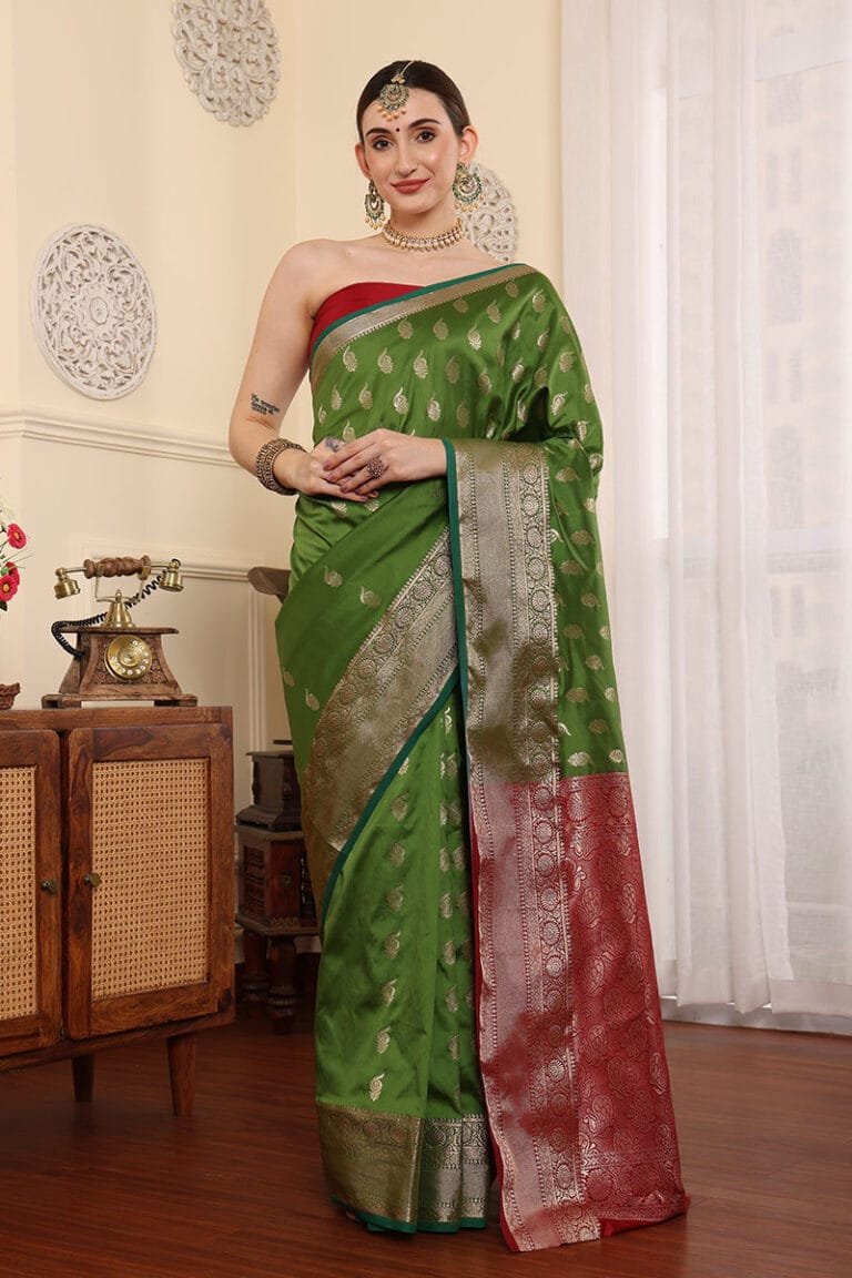 Mehendi Green Banarasi Silk Saree