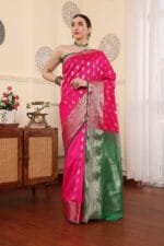 Pink Banarasi Silk Saree