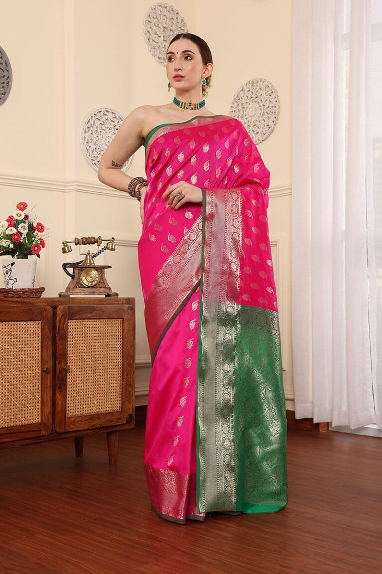 Pink Banarasi Silk Saree