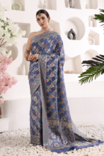 Purply Blue Banarasi Silk Saree