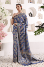 Purply Blue Banarasi Silk Saree