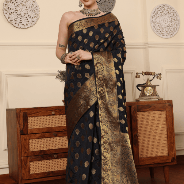 Black Banarasi Silk Saree