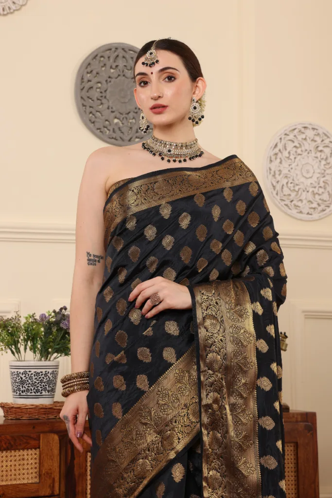 Black Banarasi Silk Saree