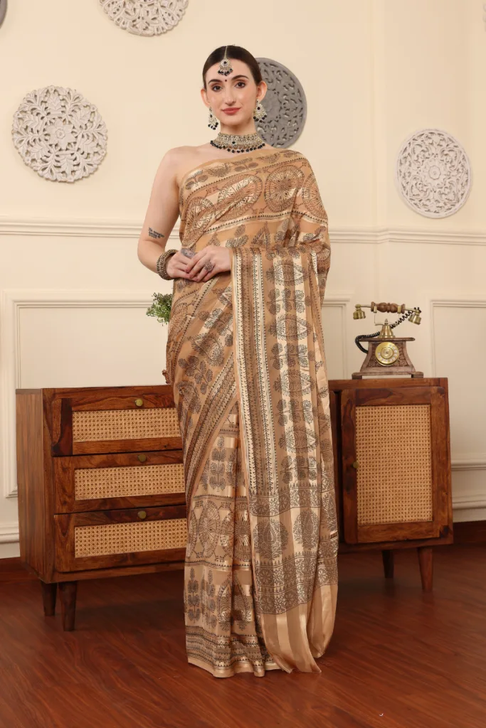 Cream Chiffon Saree